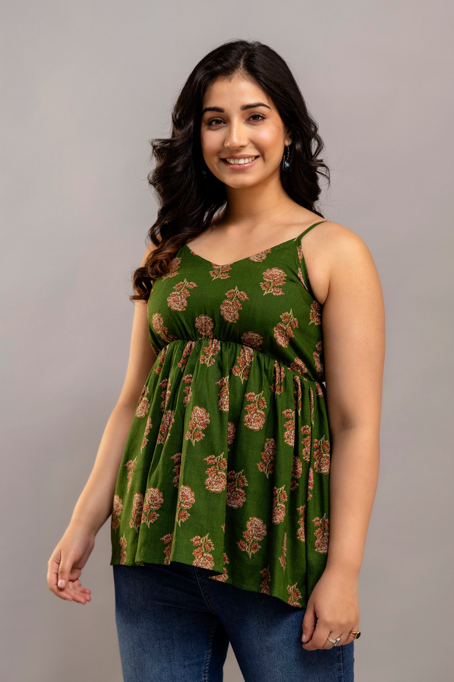 Mehendi Blossom Flared Kurti