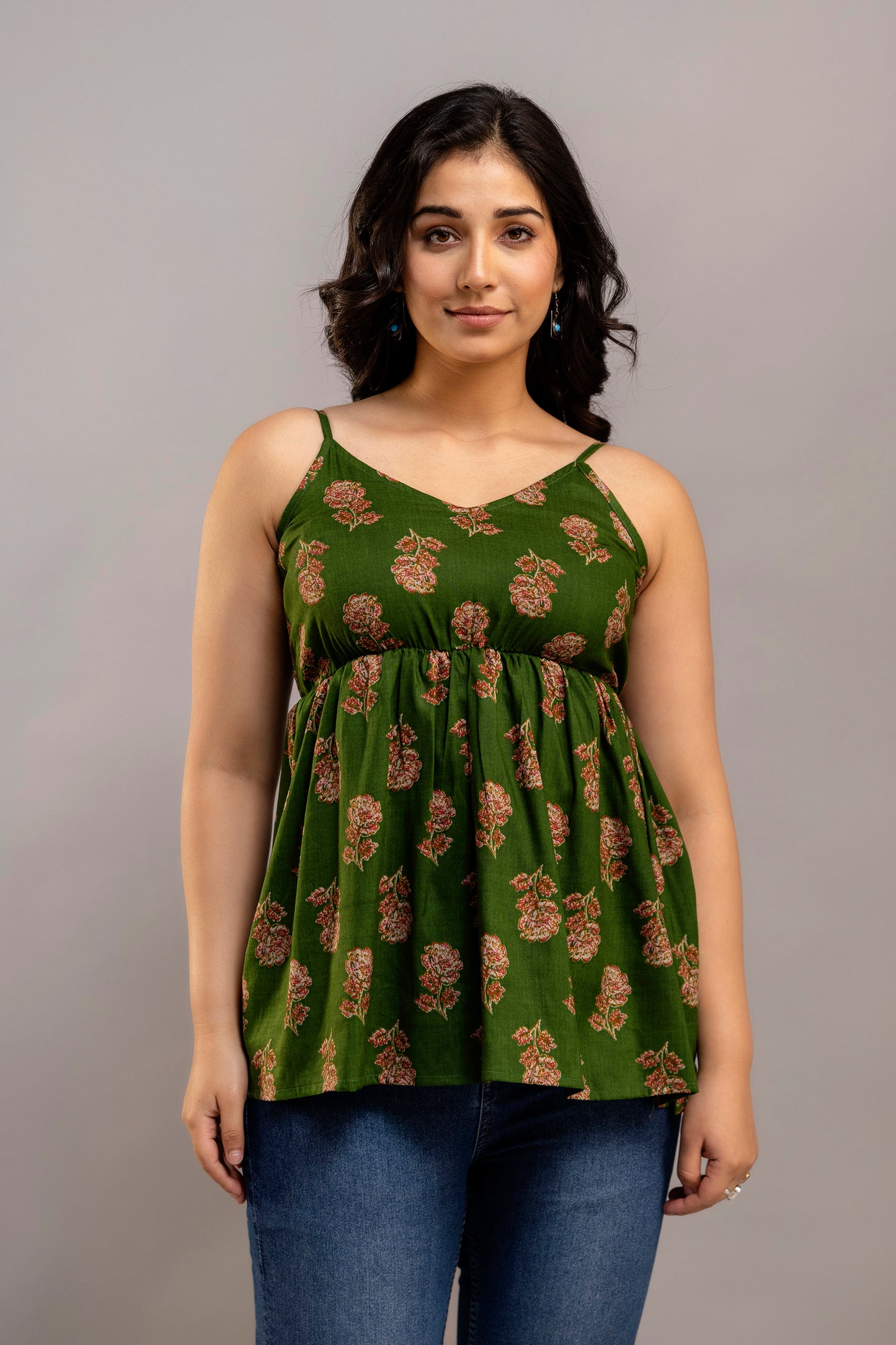 Mehendi Blossom Flared Kurti