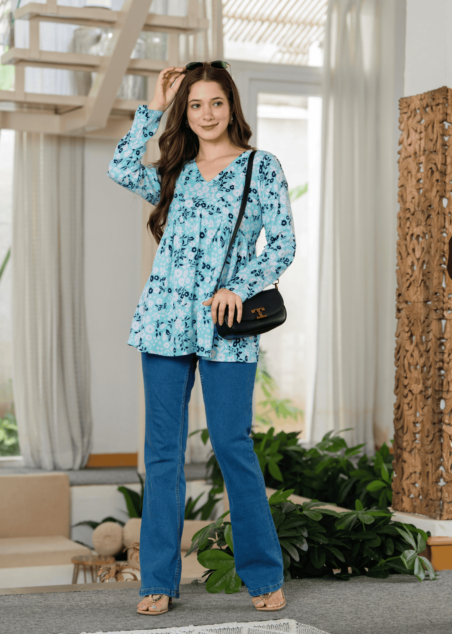 Firozi Flow Kurti