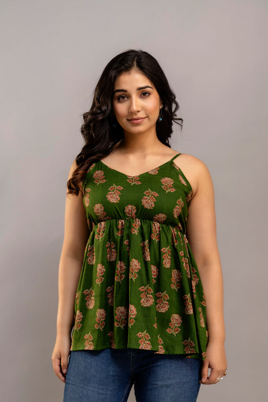 Mehendi Blossom Flared Kurti