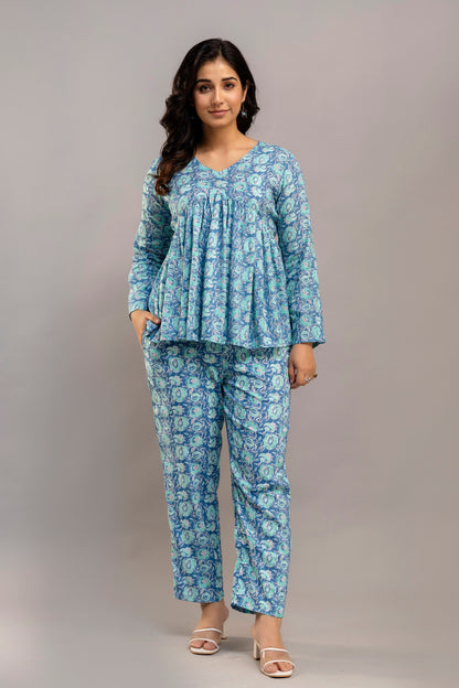 Blue Mirage Cotton Co-ord Set