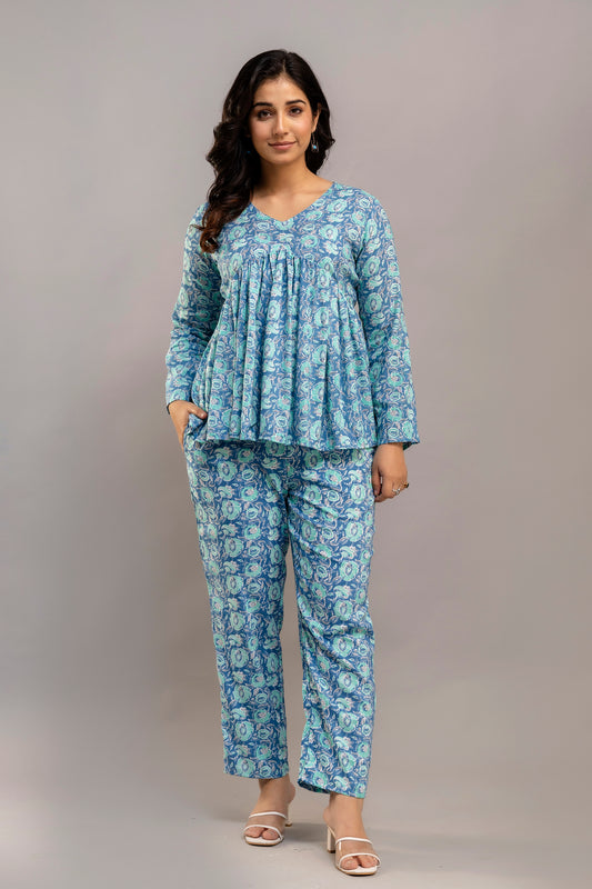 Blue Mirage Cotton Co-ord Set